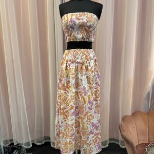 Floral Strapless Skirt Set